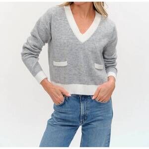 NEW SIX/FIFTY libby v-neck sweater in heather grey